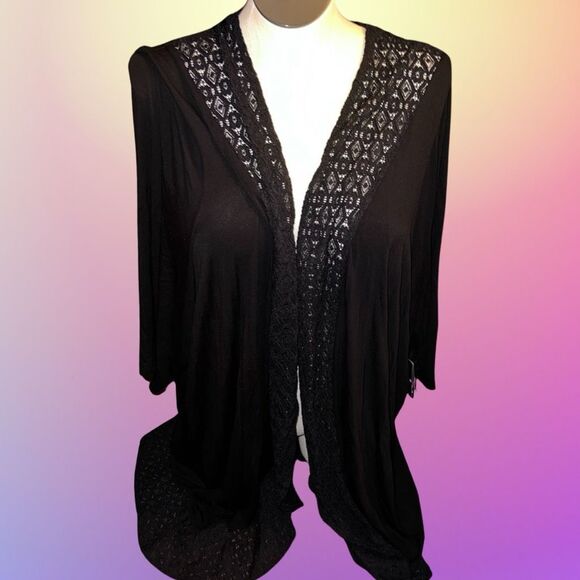 NWT Torrid Black Super Soft 3/4 Sleeve Cardigan Drape Front Sweater Size 6X B1 - Picture 1 of 5